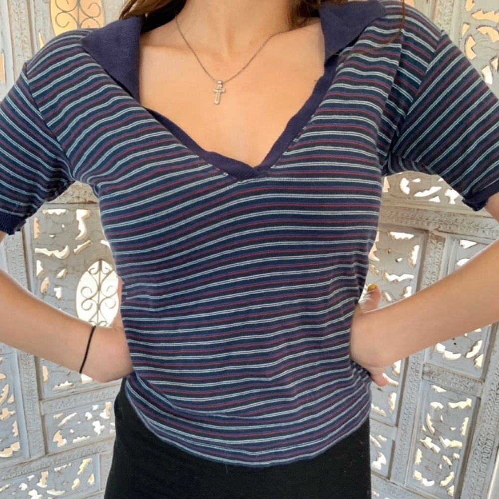 V-Neck Stripped Sailor Girl Top🍼